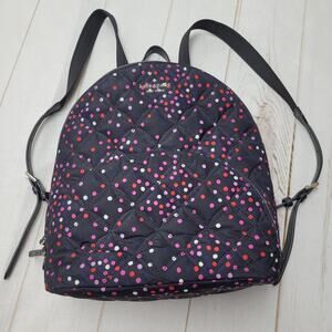 Kate Spade Karissa large nylon quilted backpack polka dot black festive